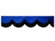 Raamband blauw met zwarte franjes 18cm hoog  2 zijdes zelfde materiaal
