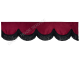 Raamband bordeaux met zwarte franjes 18cm hoog 2 zijdes zelfde materiaal