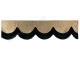 Raamband beige met zwarte franjes 18cm hoog 2 zijdes zelfde materiaal