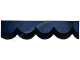 Raamband navy met zwarte franjes 18cm hoog 2 zijdes zelfde materiaal
