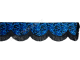 Raamband originele Deense pluche Blauw met zwarte franjes 18cm
