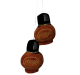 Bruine pluche dobbelstenen van 8 cm met witte stippen, retro decoratie.
