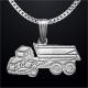 Zilveren hanger dumper, gedetailleerd ontwerp van een dumper, beschikbaar bij Truck-Shop.nl.
