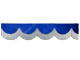 Raamband Blauw met witte Franjes 12cm hoog NIEUW 2 zijde zelfde stof