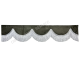 Raamband grijs met witte Franjes 12cm hoog NIEUW 2 zijde zelfde stof