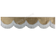 Raamband Beige met witte Franjes 12cm hoog NIEUW 2 zijde zelfde stof