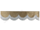Raamband beige met witte franjes 18cm hoog 2 zijdes zelfde materiaal