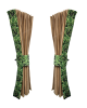 Zijgordijnenset Beige met Groen Deens Pluche Rand – Luxe Truckinterieur - TRUCK-SHOP.NL
